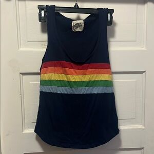 Camp Collection Navy and Rainbow Tank Top